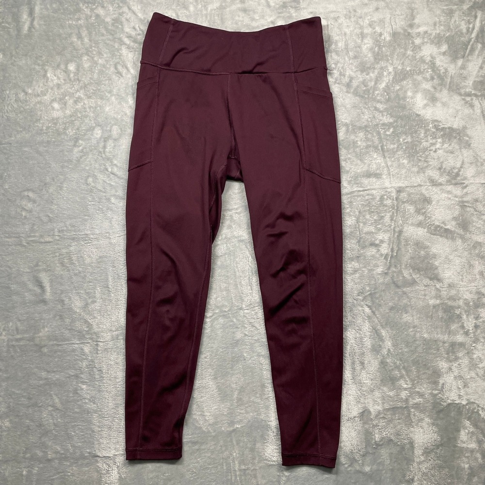 Victoria's Secret Leggings Womens Small‎ Burgundy High Rise Side Pockets Active